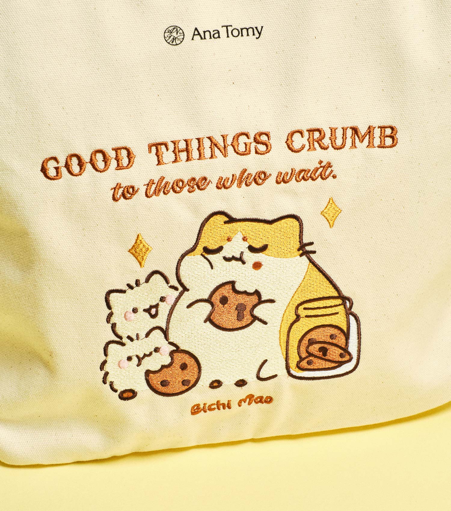 Bichi Mao 'Good Things Crumb To Those Who Wait'—Book Tote - Image 4