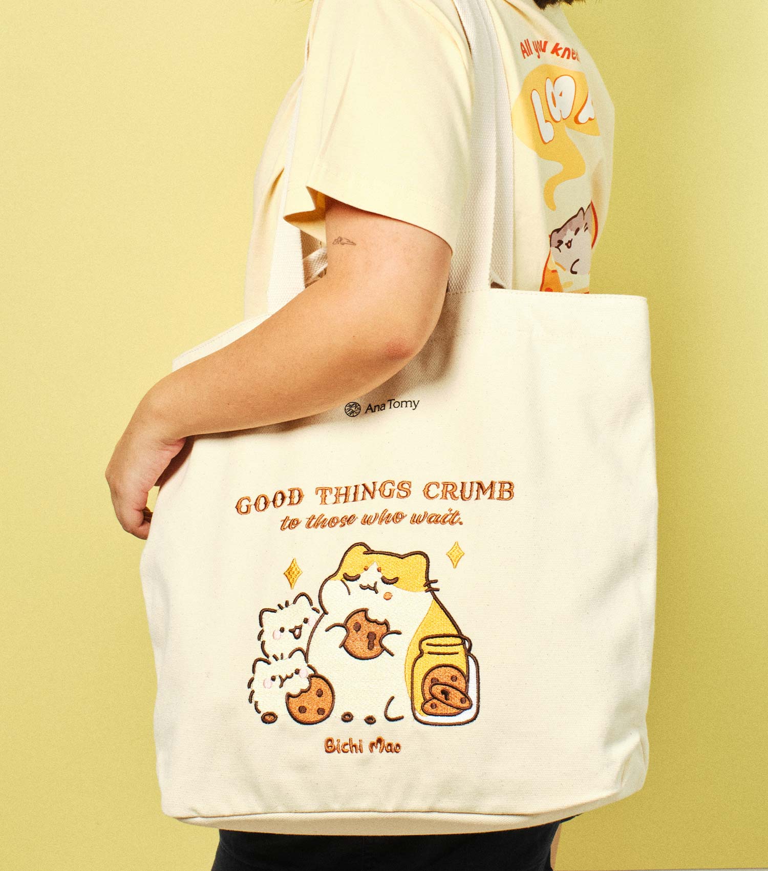 Bichi Mao 'Good Things Crumb To Those Who Wait'—Book Tote - Image 5