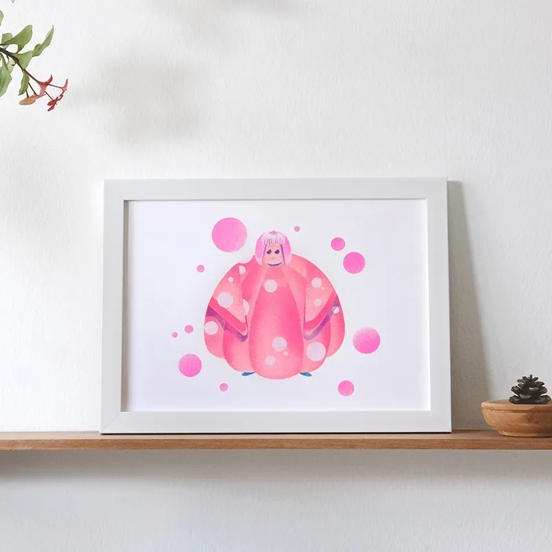 Polka Pumpkin A4 Risograph Print