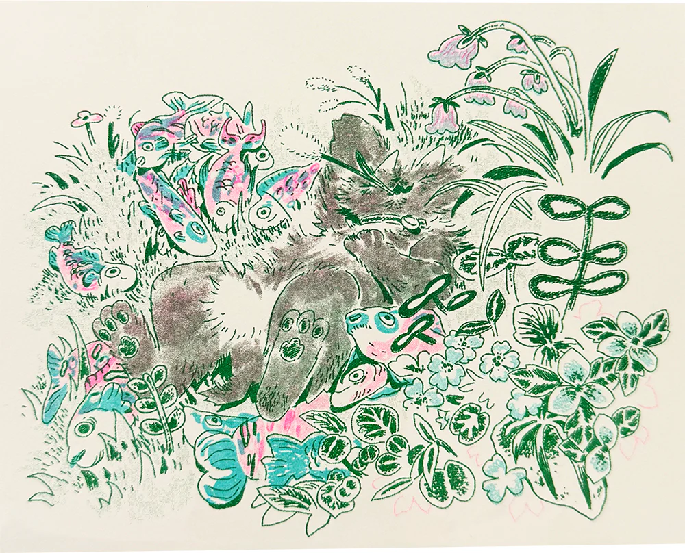 Risograph Postcard - Fish Nap