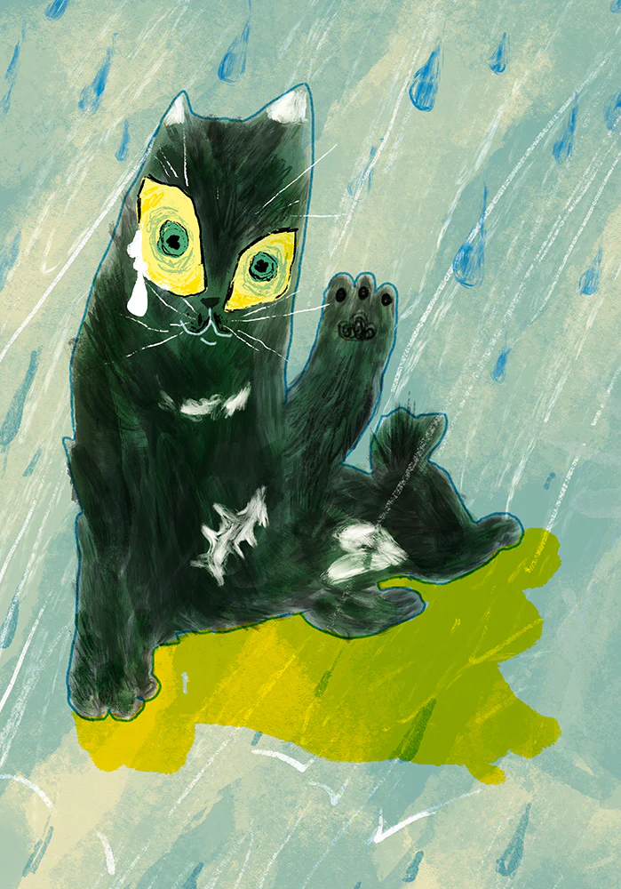 Risograph Postcard - Rain
