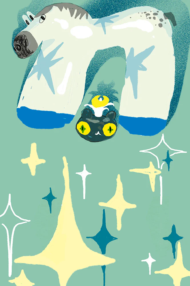 Risograph Postcard - Star Horse